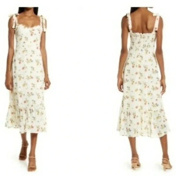 REFORMATION Nikita Floral Dress in Noemi Ivory B384 - Picture 2 of 4